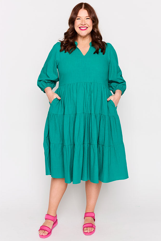 Crystal Teal Dress – Teal midi dress