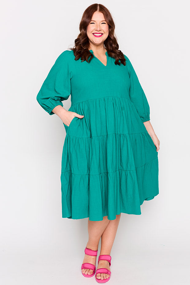 Crystal Teal Dress – Teal midi dress