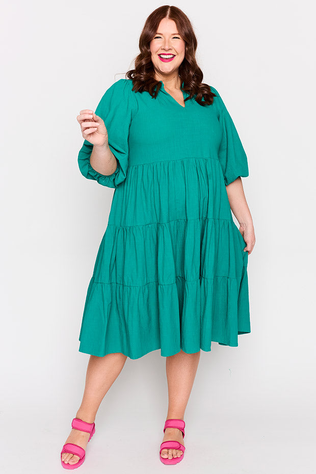 Crystal Teal Dress – Teal midi dress