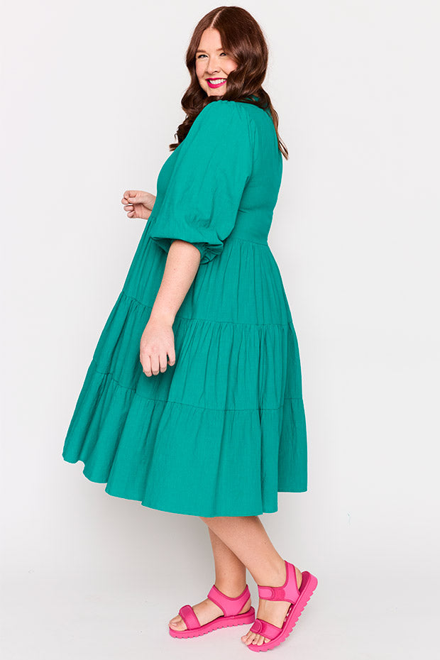 Crystal Teal Dress – Teal midi dress