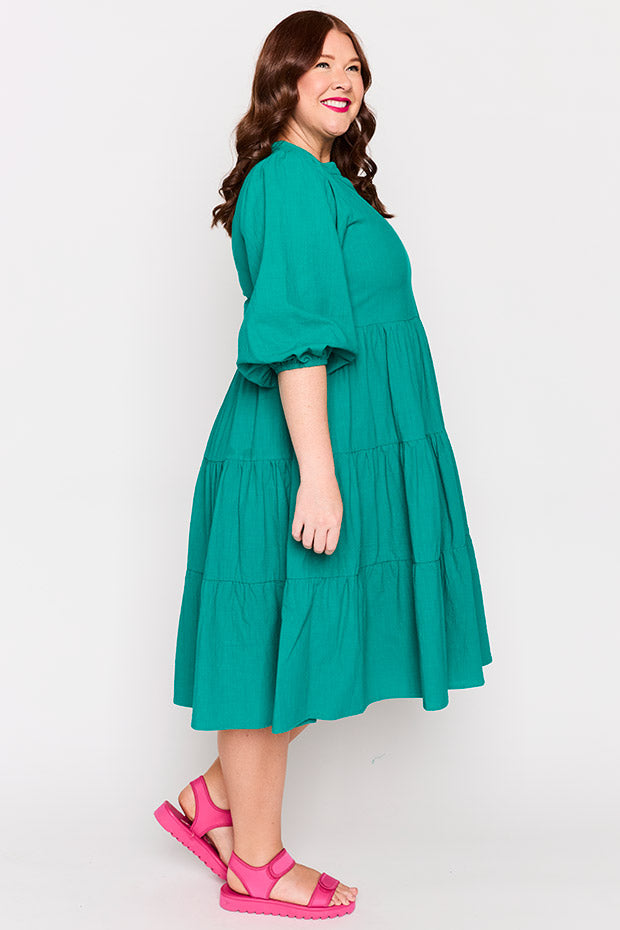 Crystal Teal Dress – Teal midi dress