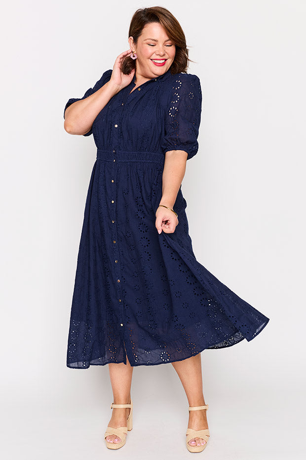 Edan Navy Blue Dress – Navy Blue midi dress