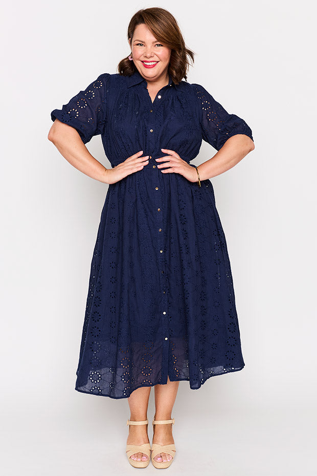 Edan Navy Blue Dress – Navy Blue midi dress