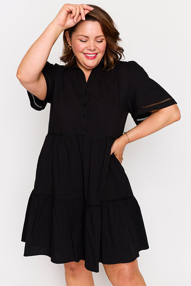 Janel Black Dress – Black knee length dress