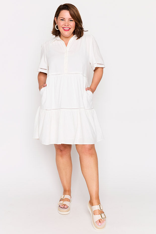 Janel White Dress – White knee length dress