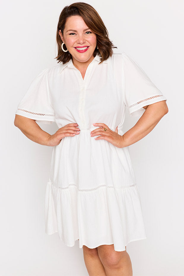 Janel White Dress – White knee length dress