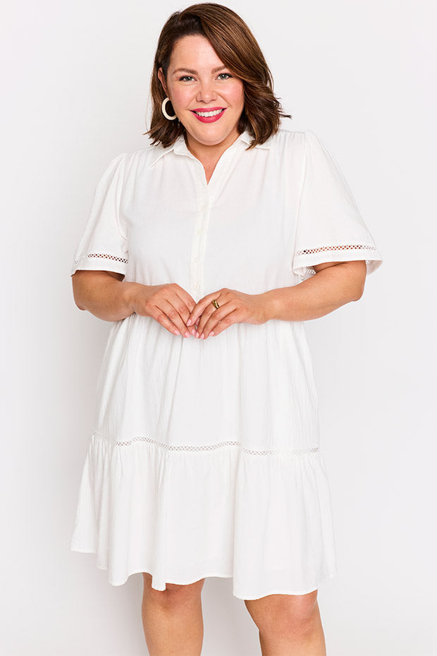 Janel White Dress – White knee length dress