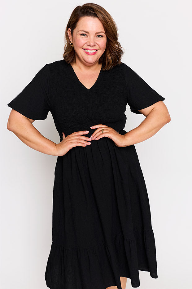 Lila Black Dress – Black midi dress