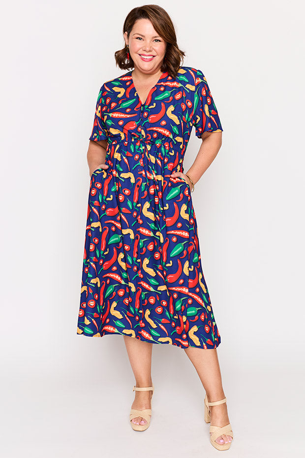 Marley Navy Hot Chilli Dress – Navy Hot Chilli midi dress