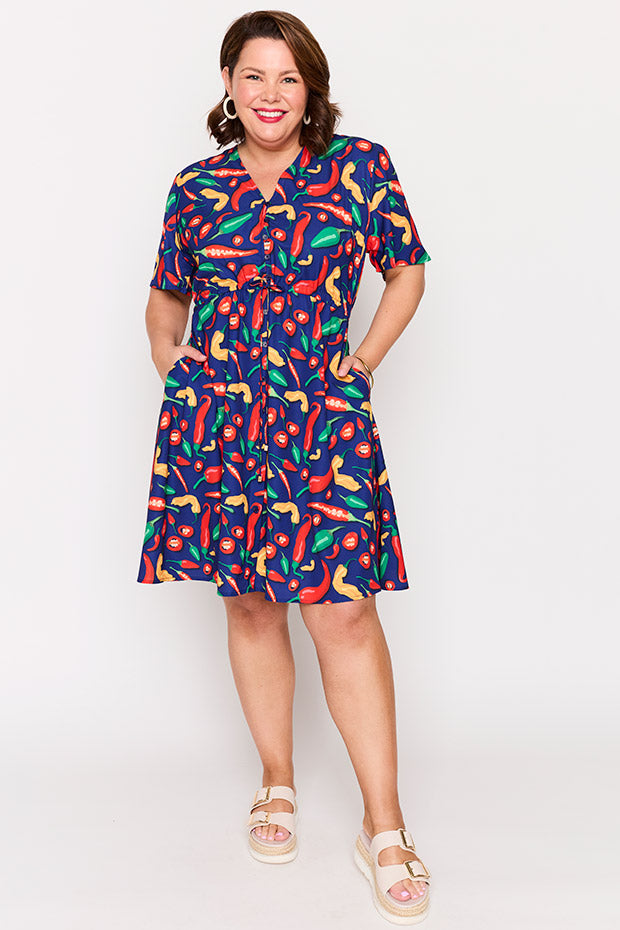 Siena Navy Hot Chilli Dress – Navy Hot Chilli knee length dress