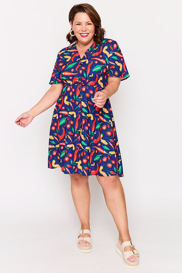 Siena Navy Hot Chilli Dress – Navy Hot Chilli knee length dress