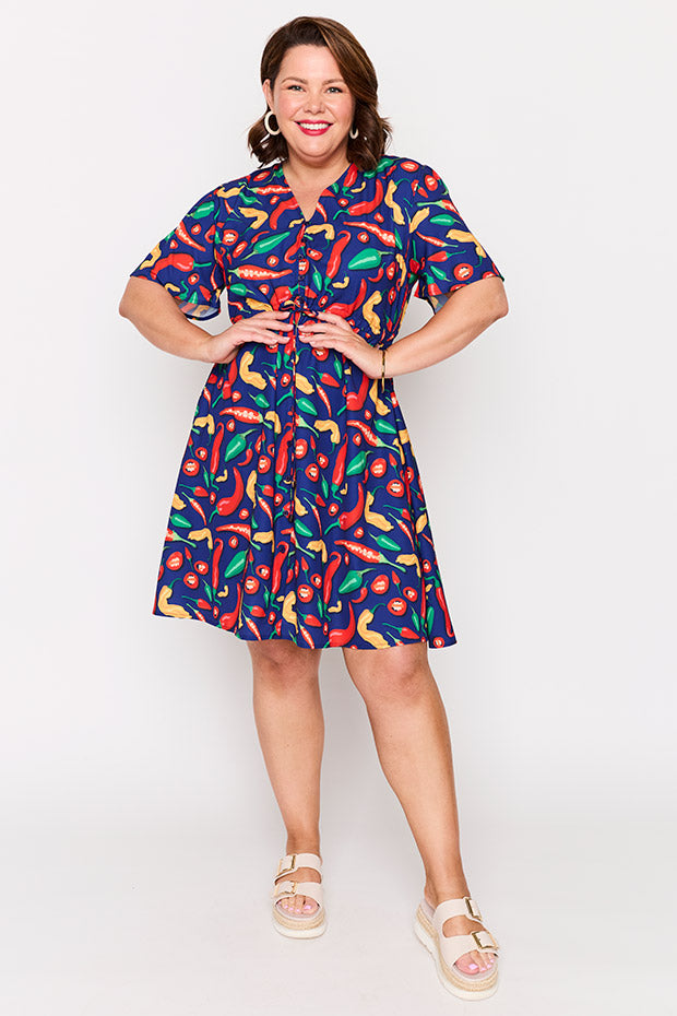 Siena Navy Hot Chilli Dress – Navy Hot Chilli knee length dress