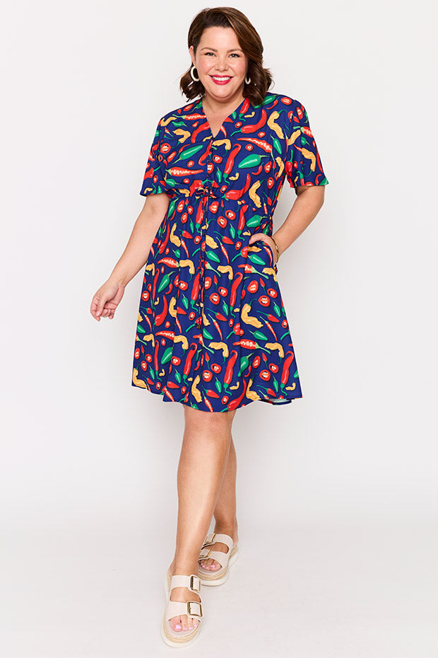 Siena Navy Hot Chilli Dress – Navy Hot Chilli knee length dress