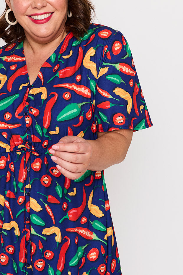 Siena Navy Hot Chilli Dress – Navy Hot Chilli knee length dress