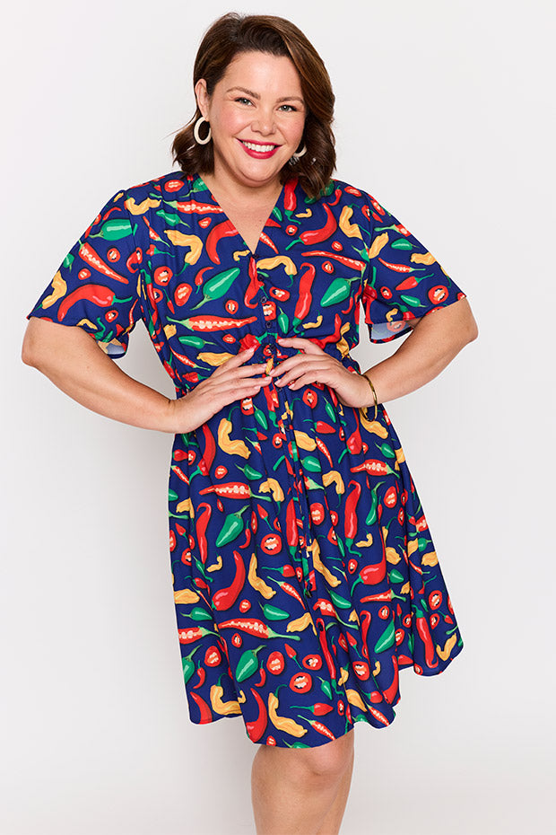Siena Navy Hot Chilli Dress – Navy Hot Chilli knee length dress