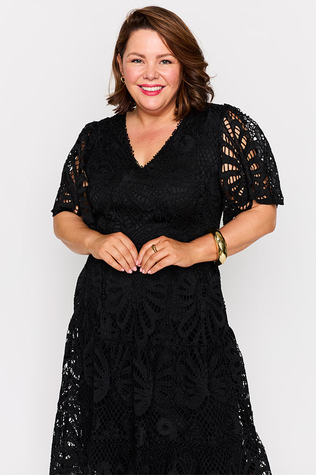 Nicolla Black Lace Dress – Black Lace midi dress