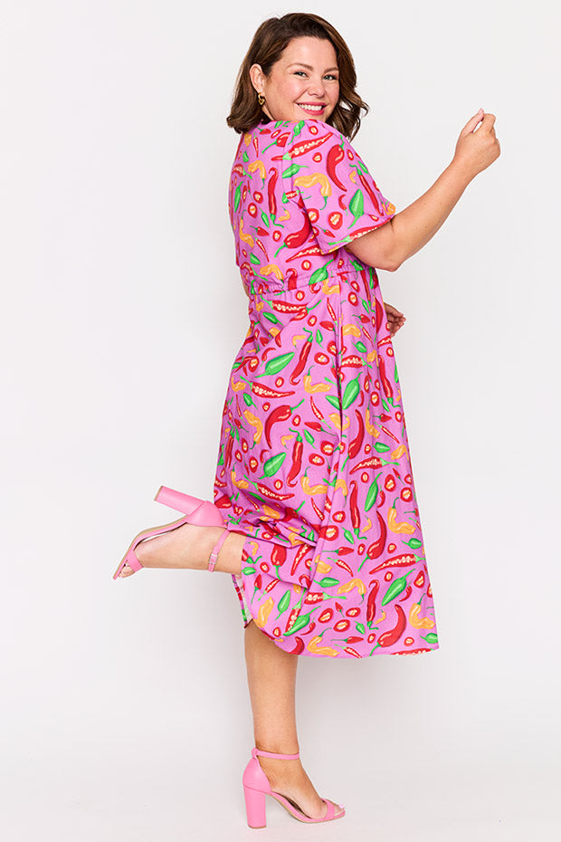 Marley Cotton Pink Hot Chilli Dress – Pink Hot Chilli midi dress