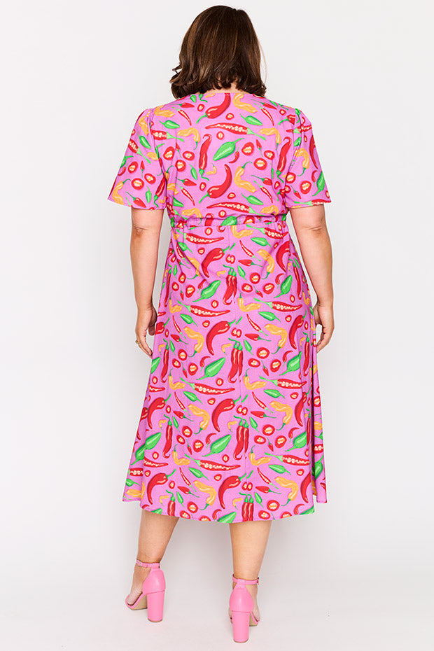 Marley Cotton Pink Hot Chilli Dress – Pink Hot Chilli midi dress