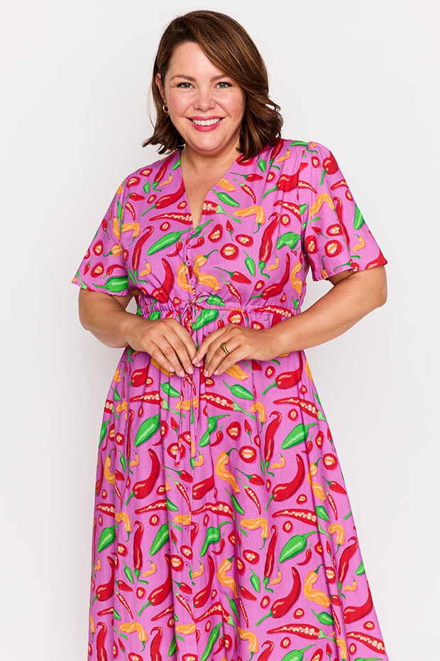 Marley Cotton Pink Hot Chilli Dress – Pink Hot Chilli midi dress