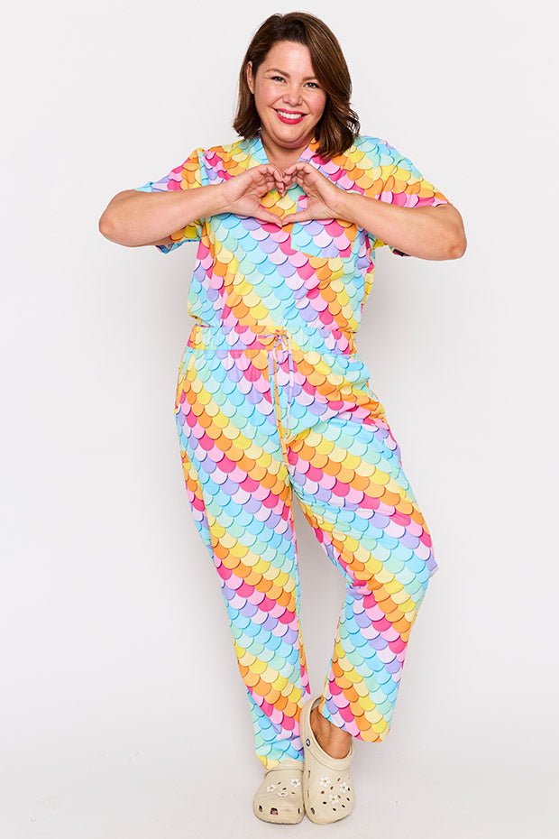 Cristina Rainbow Mermaid Scrub Pant – Rainbow Mermaid wide leg pants