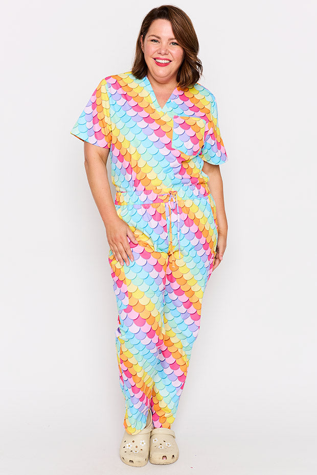 Cristina Rainbow Mermaid Scrub Pant – Rainbow Mermaid wide leg pants