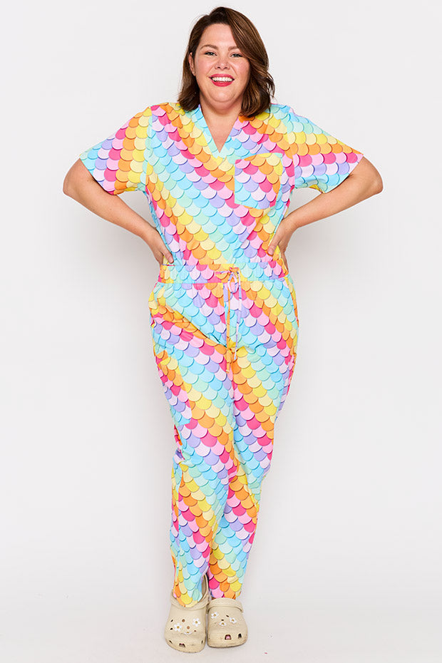 Cristina Rainbow Mermaid Scrub Pant – Rainbow Mermaid wide leg pants