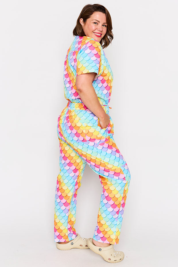 Cristina Rainbow Mermaid Scrub Pant – Rainbow Mermaid wide leg pants