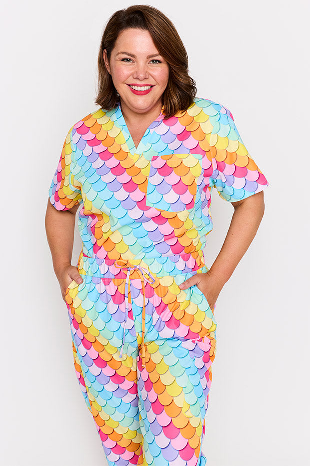 Cristina Rainbow Mermaid Scrub Pant – Rainbow Mermaid wide leg pants