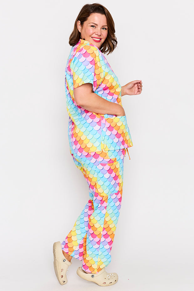 Meredith Rainbow Mermaid Scrub Top – Rainbow Mermaid top