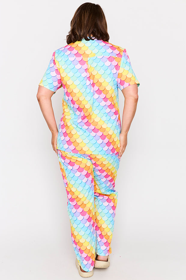 Meredith Rainbow Mermaid Scrub Top – Rainbow Mermaid top
