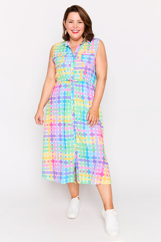 Elizabeth Rainbow Weave Dress – Rainbow Weave knee length dress