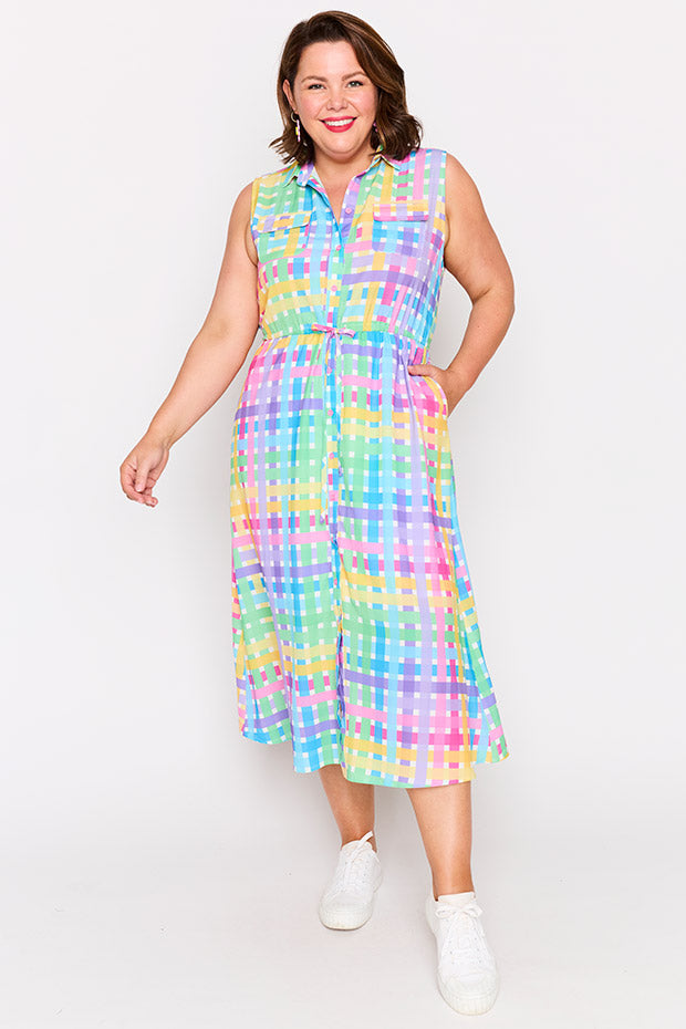 Elizabeth Rainbow Weave Dress – Rainbow Weave knee length dress