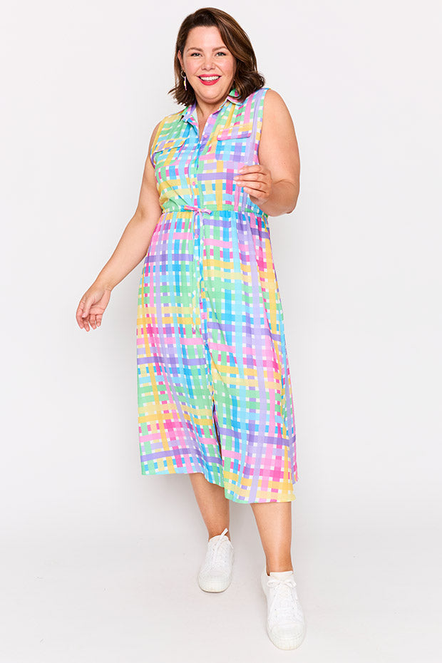 Elizabeth Rainbow Weave Dress – Rainbow Weave knee length dress