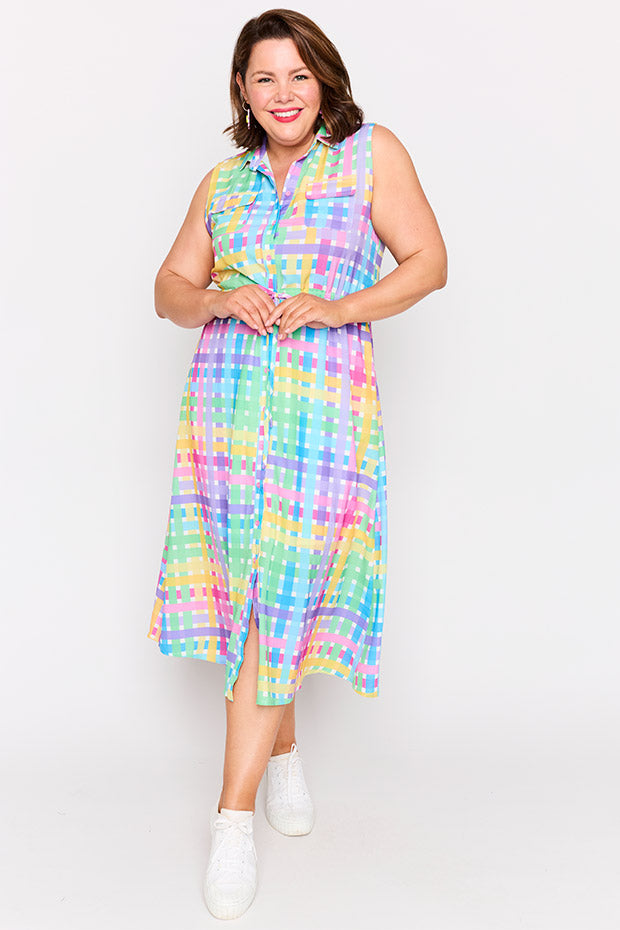 Elizabeth Rainbow Weave Dress – Rainbow Weave knee length dress