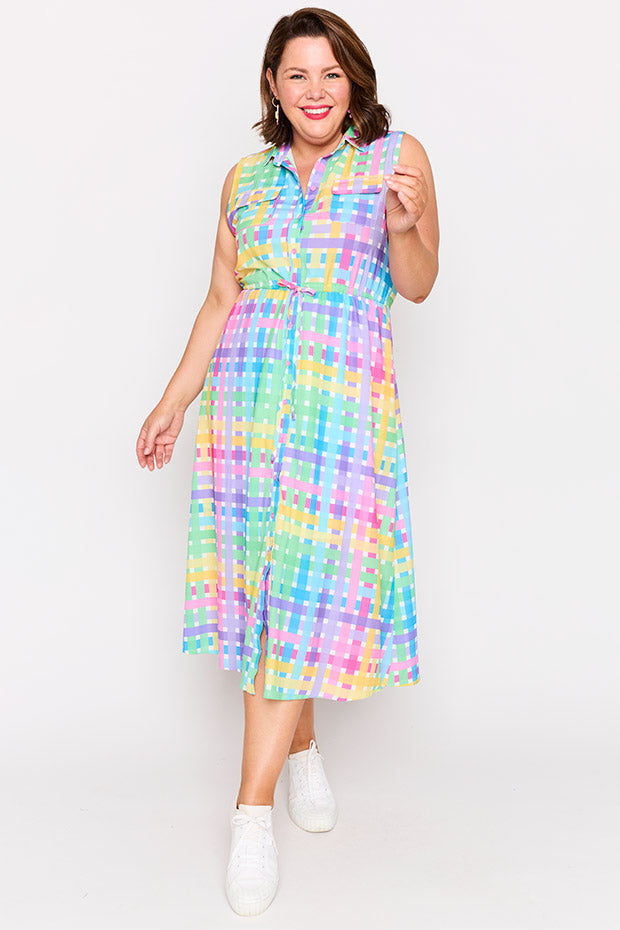 Elizabeth Rainbow Weave Dress – Rainbow Weave knee length dress