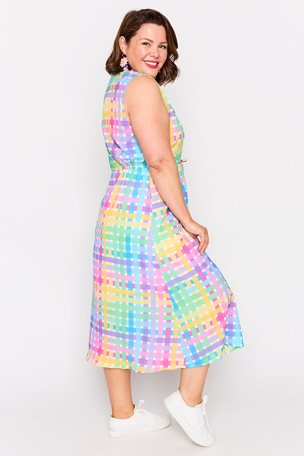 Elizabeth Rainbow Weave Dress – Rainbow Weave knee length dress