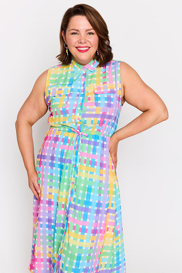 Elizabeth Rainbow Weave Dress – Rainbow Weave knee length dress