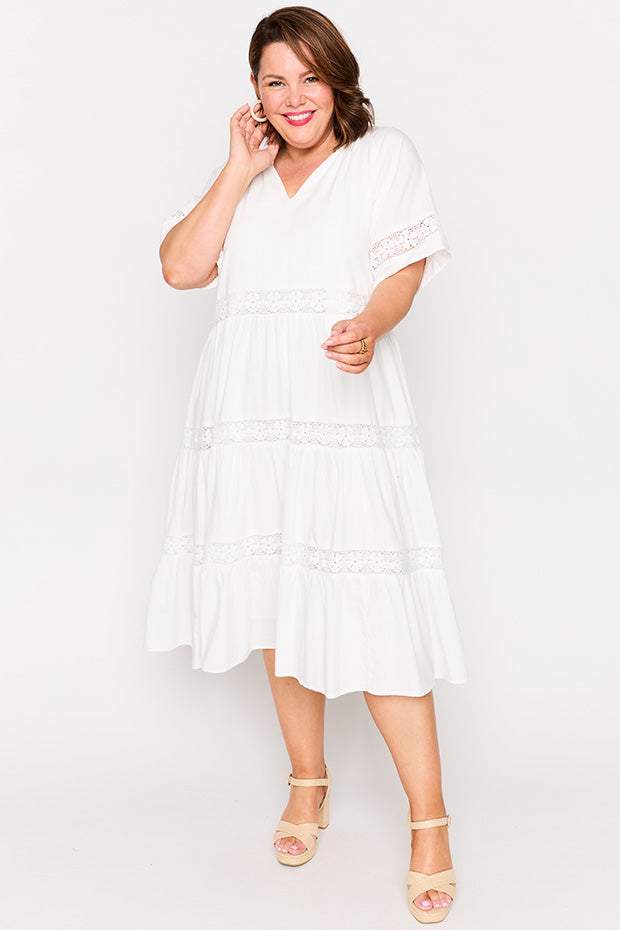 Sara White Dress – White midi dress