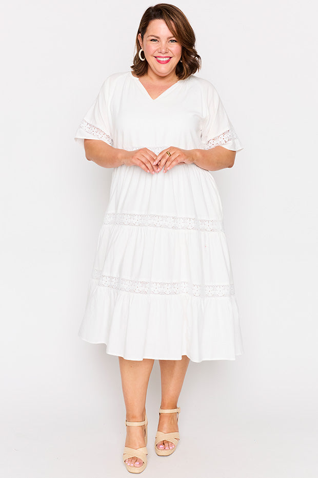 Sara White Dress – White midi dress