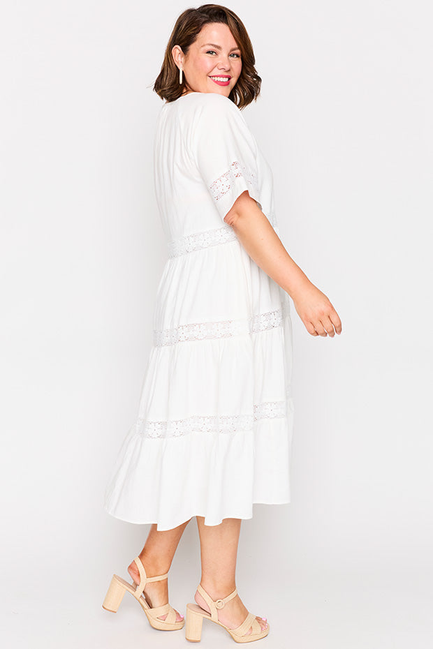 Sara White Dress – White midi dress