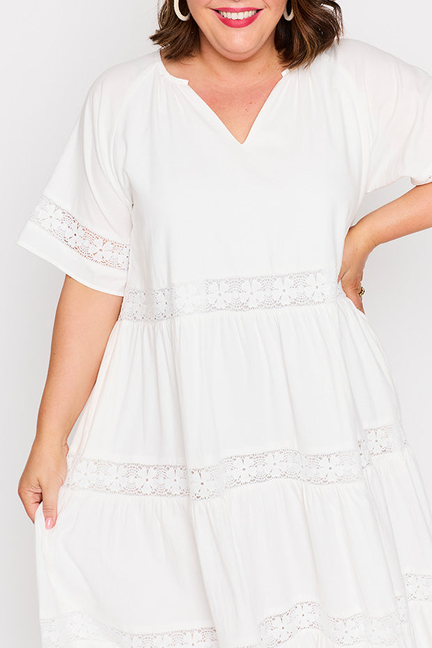 Sara White Dress – White midi dress