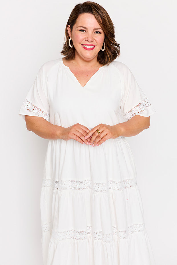 Sara White Dress – White midi dress
