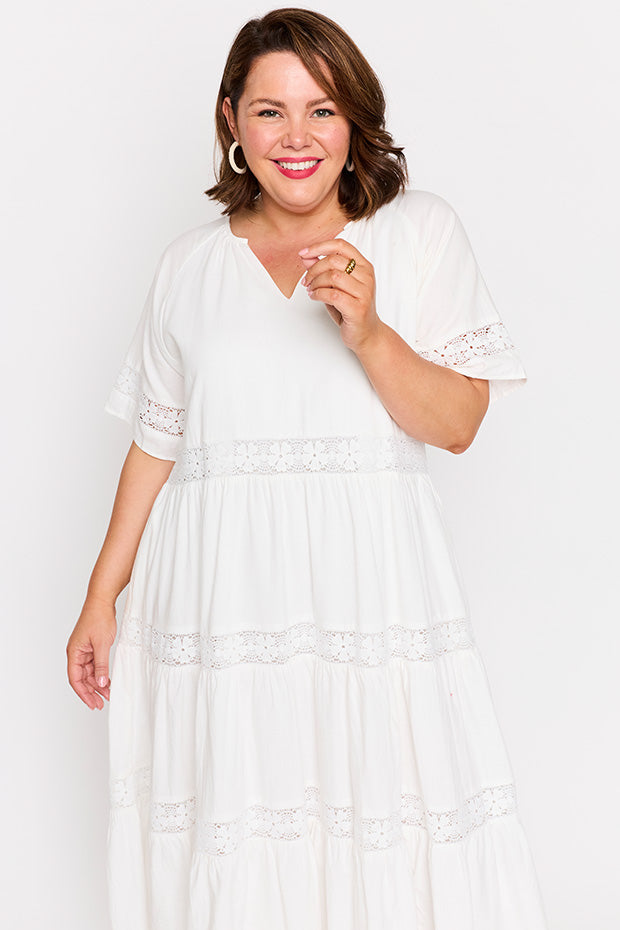 Sara White Dress – White midi dress