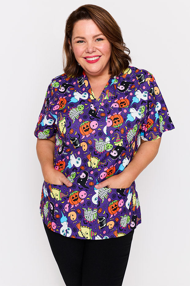 Meredith Spooky Dinos Scrub Top – Spooky Dinos top