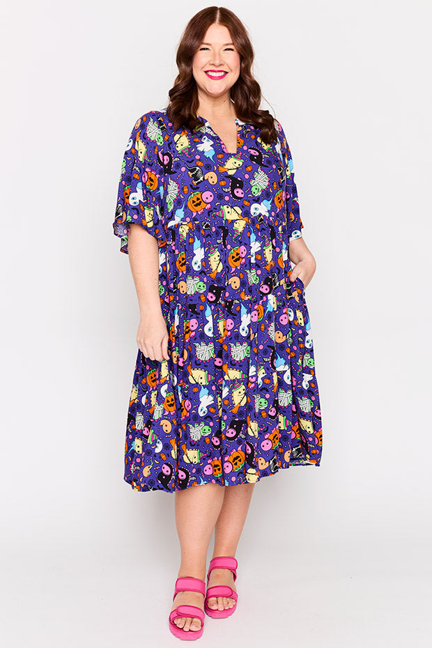 Chrissie Spooky Dinos Dress – Spooky Dinos midi dress