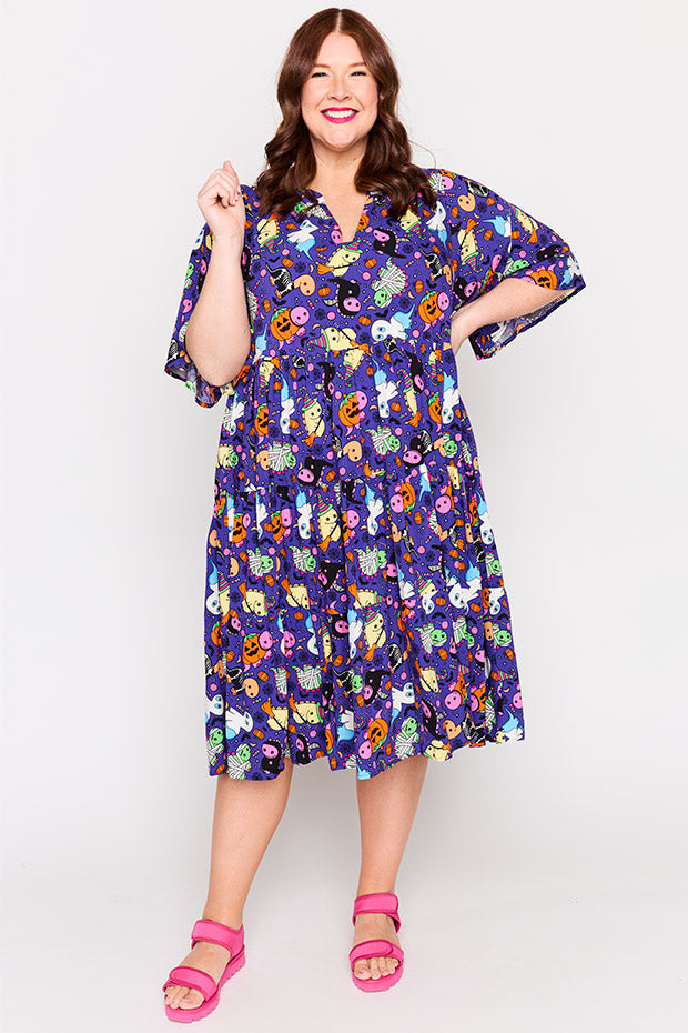 Chrissie Spooky Dinos Dress – Spooky Dinos midi dress