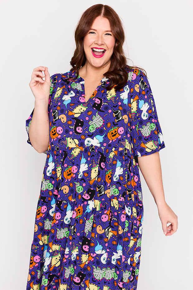 Chrissie Spooky Dinos Dress – Spooky Dinos midi dress