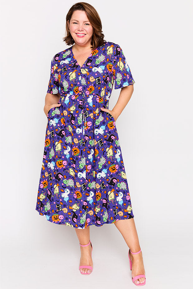 Michelle Spooky Dinos Dress – Spooky Dinos midi dress