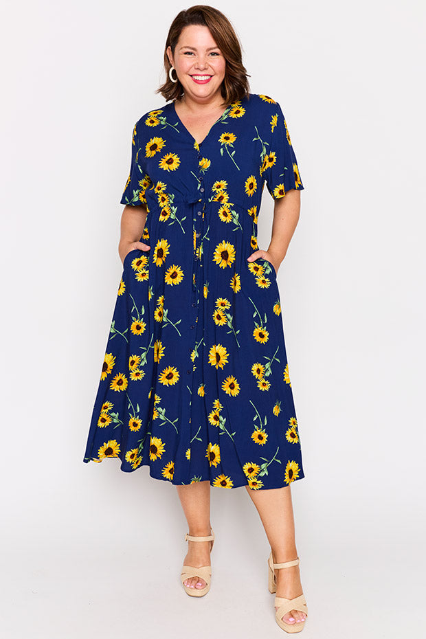 Michelle Sunflower Dress – Sunflower midi dress