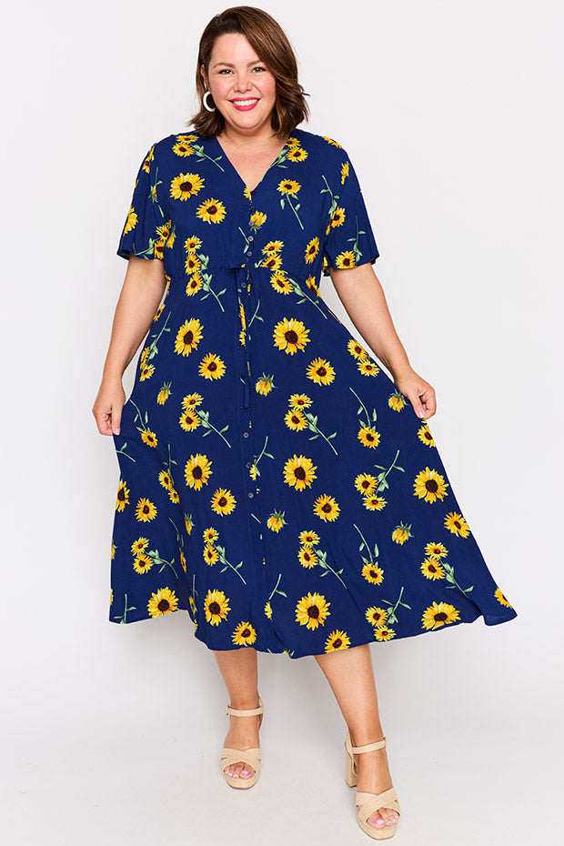 Michelle Sunflower Dress – Sunflower midi dress
